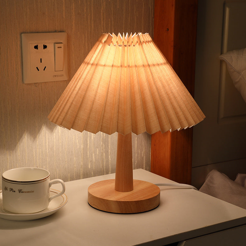 Vintage Pleated Lamp Dimmable  Table Light