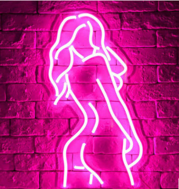 Acrylic Lady LED Neon Sign Lights Wall