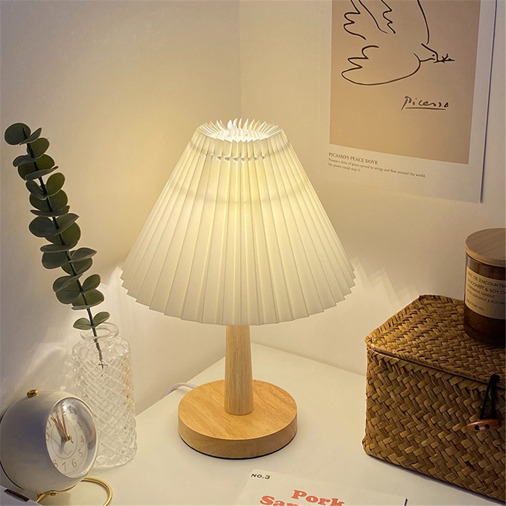 Vintage Pleated Lamp Dimmable  Table Light