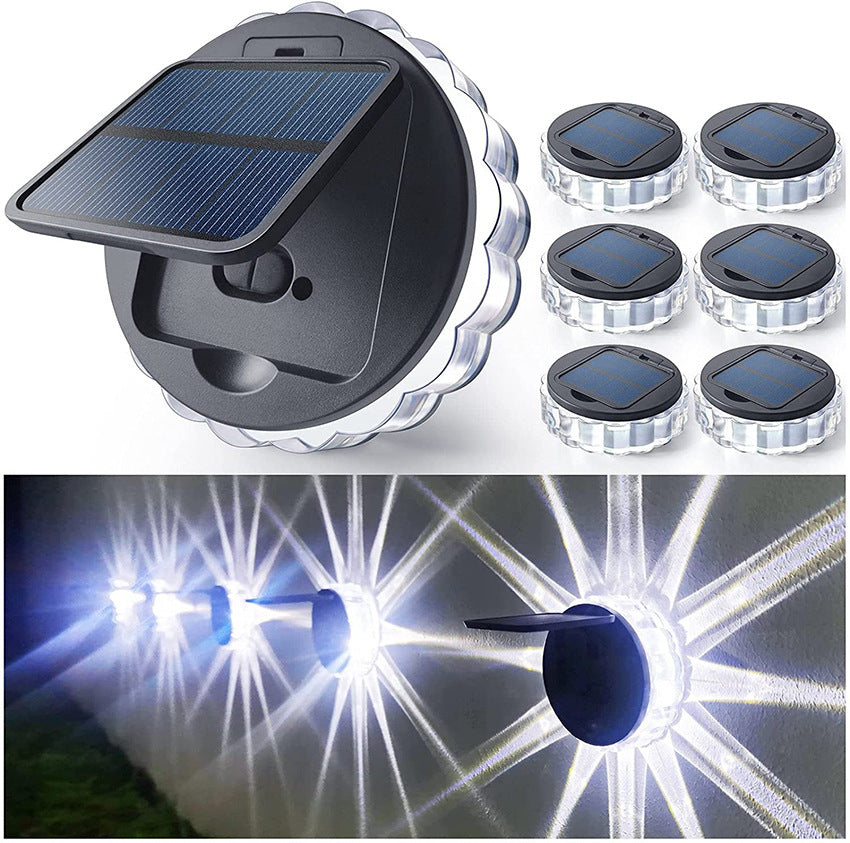 Garden Fence Lighting Solar Wall Light with round LED design, mounted on outdoor wall for decorative solar garden fence lights.